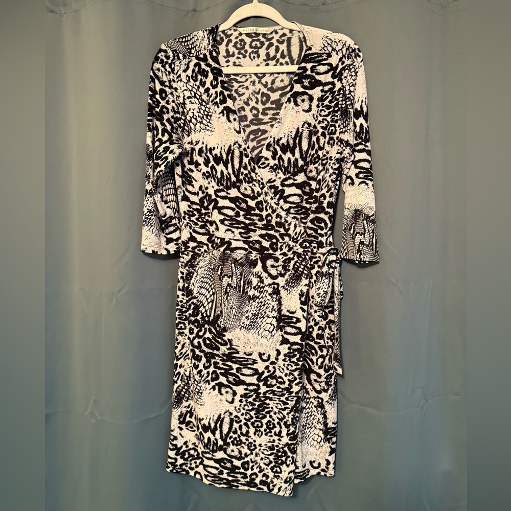 Peter Nygard Black and White Wrap Dress